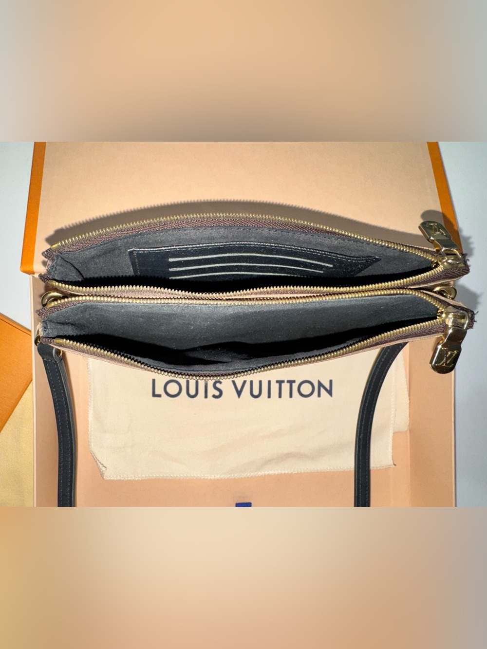 Louis Vuitton Double Zip Pochette Reverse Monogram Giant Crossbody Box Dust Bag - Picture 11 of 16